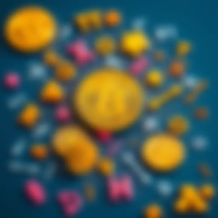 Illustration showing basic math symbols and Bitcoin icons, representing the simplicity of Bitcoin's mathematical principles.