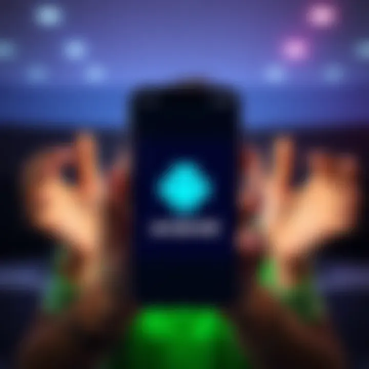 A smartphone displaying the Android logo with a worried person in the background, showing concern about changes to minimum Android version