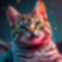 Smasher Tool for Cat Art A close-up of the Smasher tool being used to create captivating cat visuals, with a cat illustration beside it.