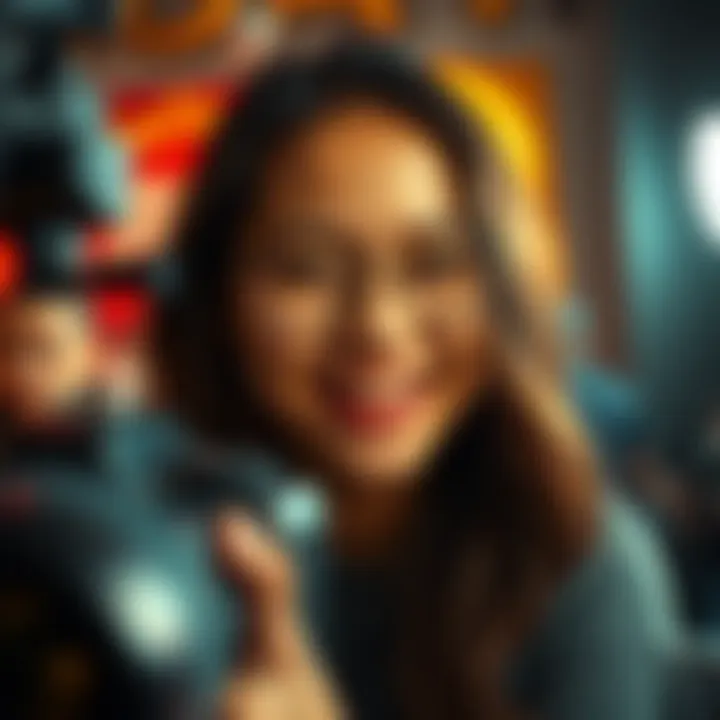 A joyful person smiling brightly at the camera during a photo session