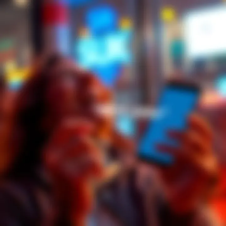A person holding a phone with a funny 'smol joke' text, laughing joyfully