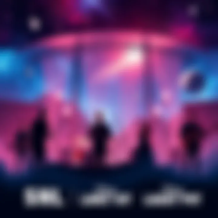 A scene from SNL featuring a cosmic-themed background with stars and planets, highlighting a tribute to the Pale Blue Dot with musicians performing and a thoughtful atmosphere.