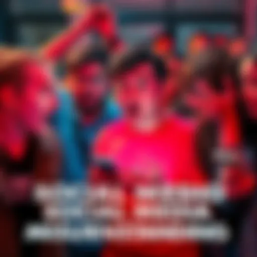 A group of people reacting with shock and confusion while looking at their phones, symbolizing miscommunication on social media.