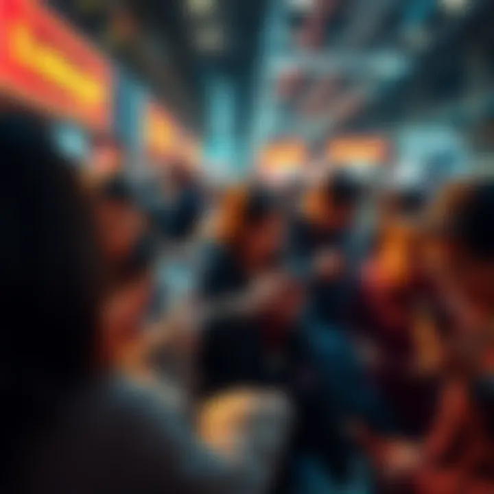 A group of people sharing posts on their smartphones, engaging with each other through social media