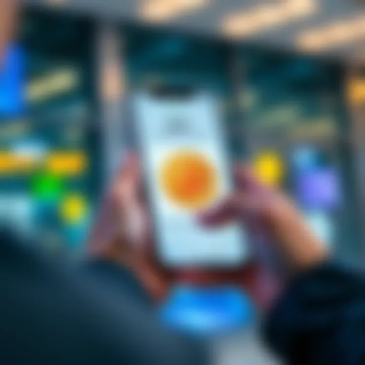 A person using a smartphone to send Bitcoin to an external wallet with the SoFi app open, showing a digital wallet interface.