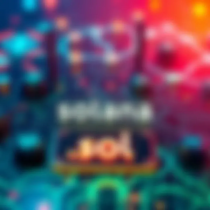 A visual representation of Solana domains with blockchain icons and a .sol domain label, showcasing digital identity in the Web3 space.