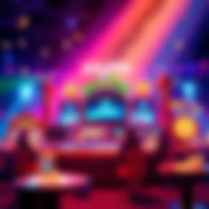 A graphic showing various gambling platforms on the Solana blockchain with bright colors and casino elements