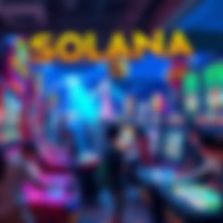 Exciting Solana Game Action A vibrant scene featuring players engaging in various Solana games, showcasing colorful graphics and interactive gameplay elements.