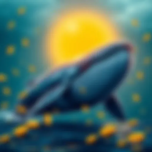 A graphic showing a large whale symbolizing a major investor, with dollar signs and the logo of the Patos Meme Coin, representing excitement for the presale.