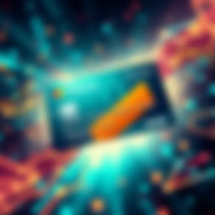 Illustration of a Solana backed credit card with blockchain motifs and a digital background