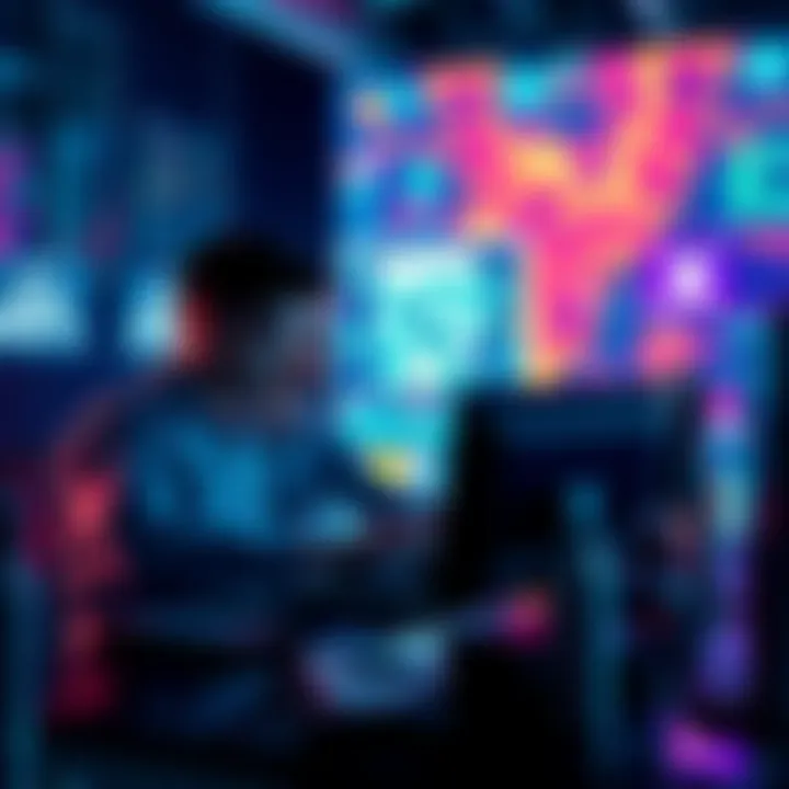 A team of developers collaborating on a computer to create decentralized applications for Solana, focusing on real-world use cases like DEXs and lending protocols.