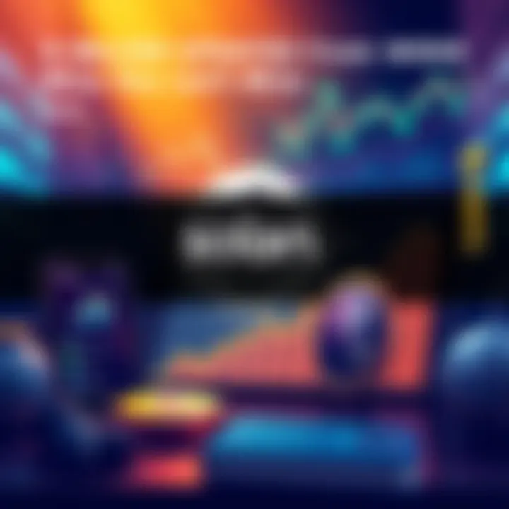 Illustration showing Solana's logo with financial growth charts and mobile devices representing recent updates.