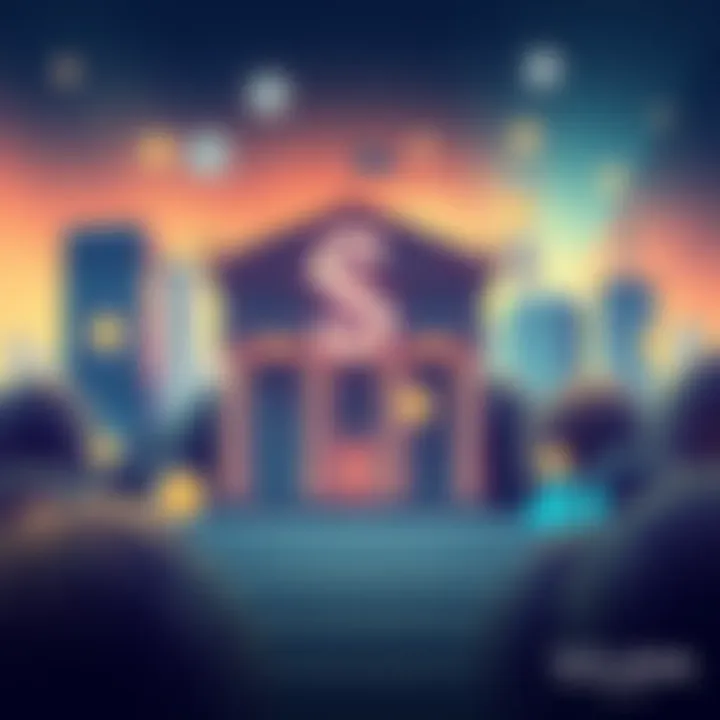 Solana Blockchain Developments An illustration showing stablecoin symbols, bank buildings, and AI elements representing Solana's recent advancements.