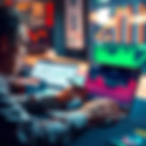 A trader reviewing various platforms on a laptop for Solana DEX trading data alternatives, showing charts and graphs for price updates.