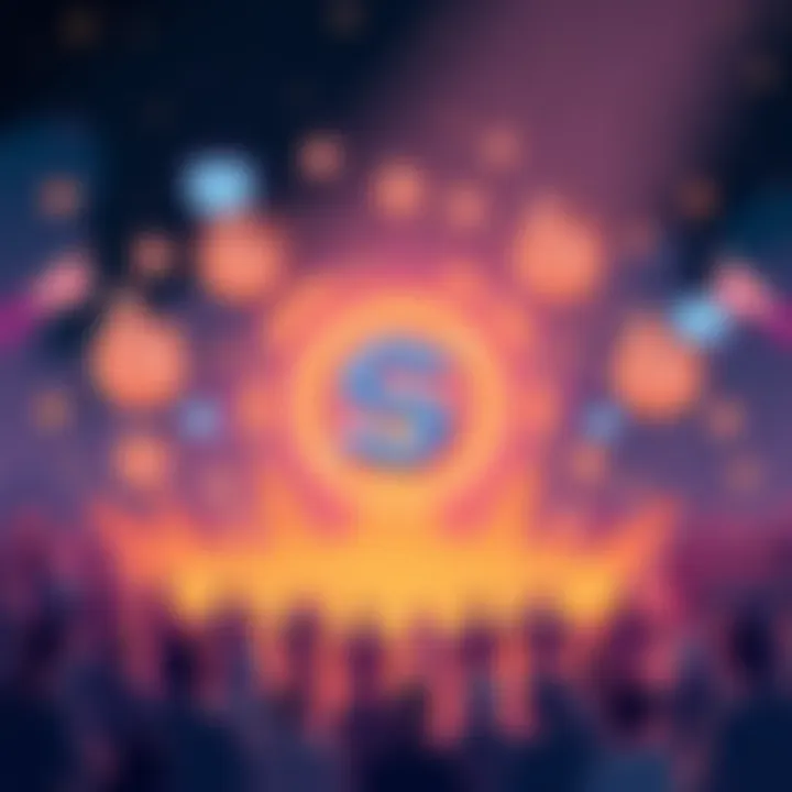 A digital illustration showing the Solana logo with fast transaction symbols, surrounded by community engagement icons like chat bubbles and thumbs up, depicting innovation in crypto.