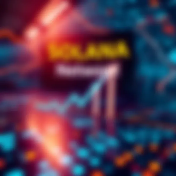 A graphic showing Solana's network upgrades with arrows indicating growth and stability