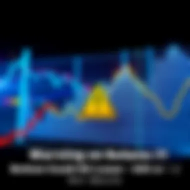 Graph showing downward trend in Solana's price with a warning sign