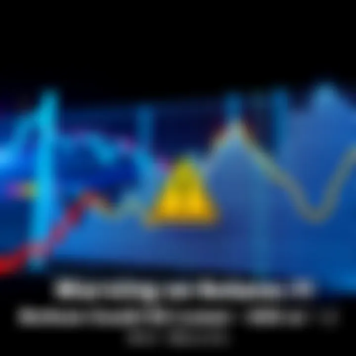 Graph showing downward trend in Solana's price with a warning sign