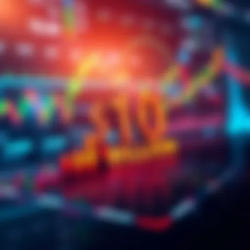 Graph showing Solana's tokenized stock trading volume reaching $10 billion, with a background of financial charts and stock market visuals.