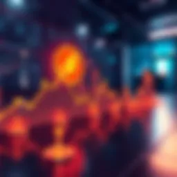Graph showing rising trading volume for Solana along with blockchain symbols