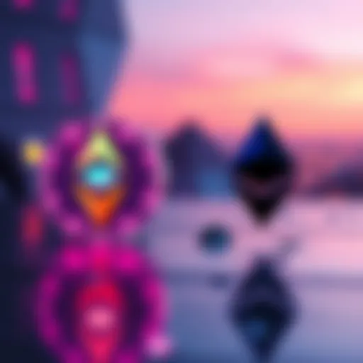 A visual comparison of Solana and Ethereum logos with a futuristic backdrop, indicating the competition in the cryptocurrency market.