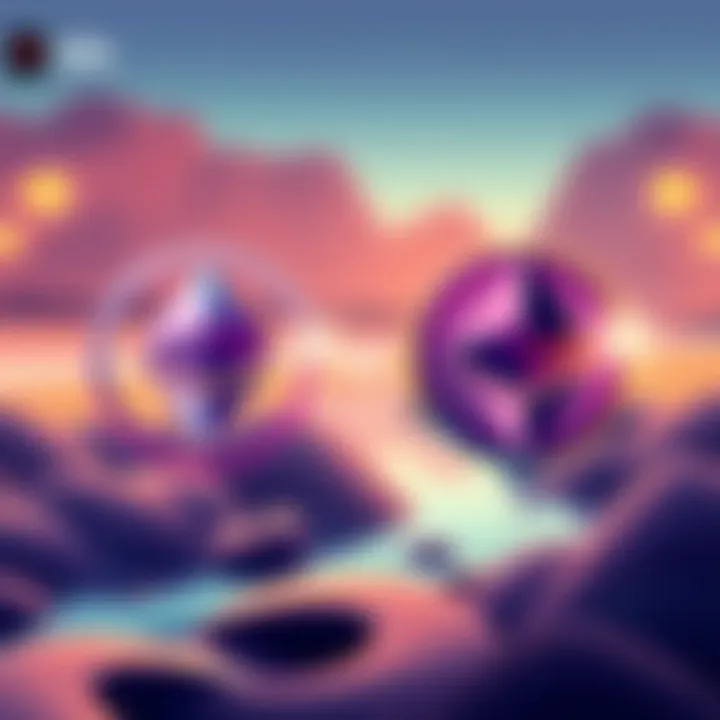 Illustration of Solana and Ethereum logos side by side, with symbols representing payments and retail flow, showcasing their differences in the crypto market.