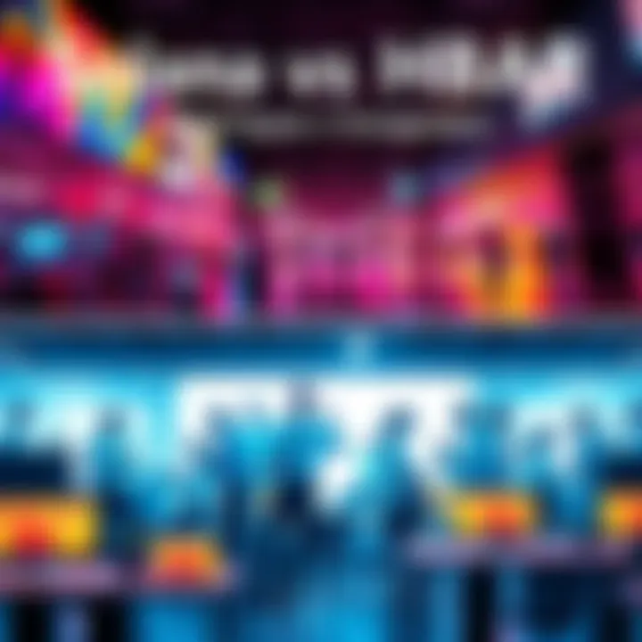 Solana vs HBAR Comparison A visual representation showing Solana's retail growth with vibrant colors and people engaging with digital assets, contrasted with HBAR's robust enterprise solutions featuring corporate settings and ...