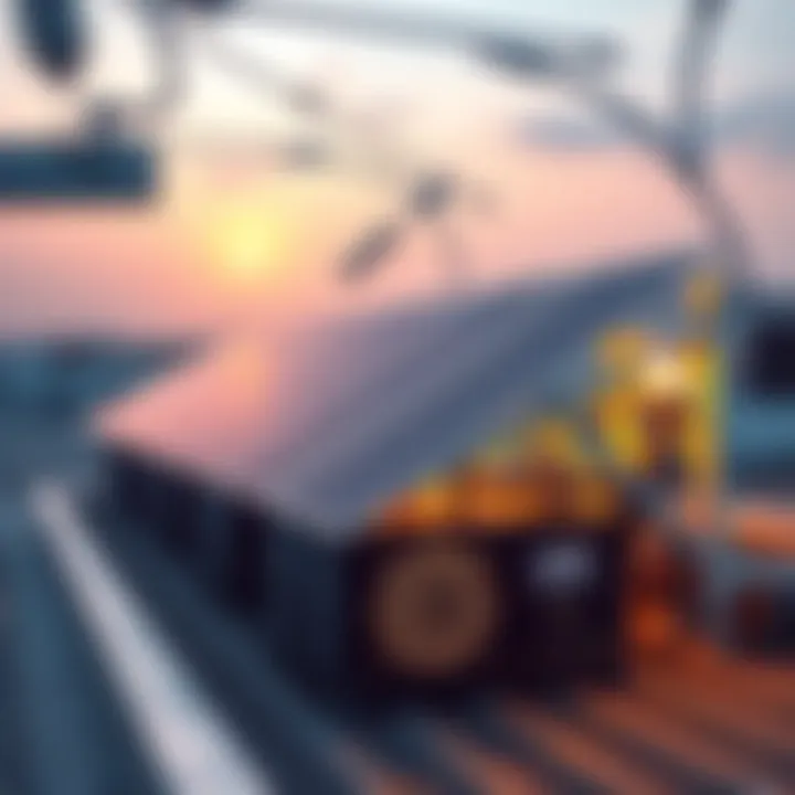 Solar panels on a rooftop with a Bitcoin mining rig beneath them, showcasing the use of solar energy for mining in Japan.