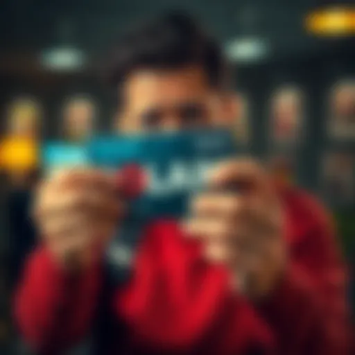 A concerned customer holding a frozen card and looking upset over lost money, symbolizing frustration with Solcard's service.