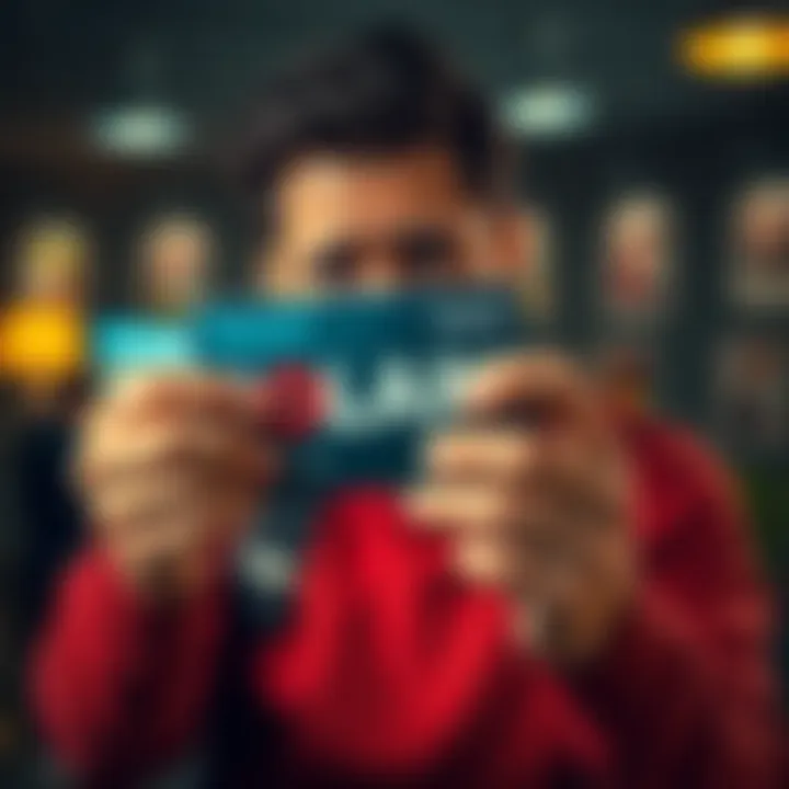 A concerned customer holding a frozen card and looking upset over lost money, symbolizing frustration with Solcard's service.