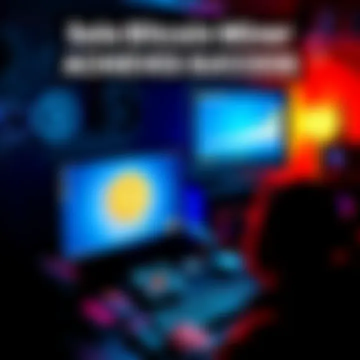 Solo Bitcoin Miner Achieves Success A Bitcoin miner with a computer setup showcasing mining equipment and a screen displaying Bitcoin gains.