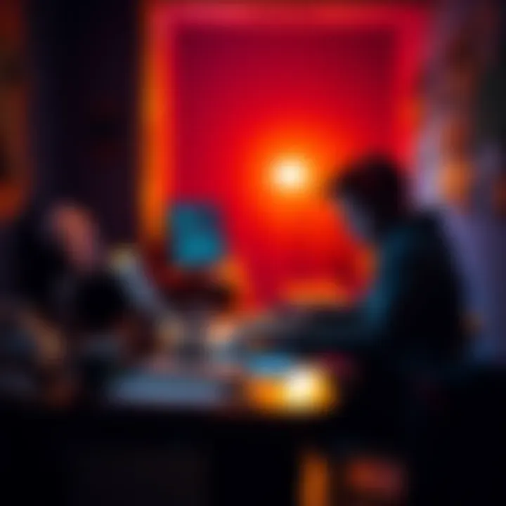 A person working alone at a laptop during a hackathon, surrounded by coding notes and snacks, looking focused and deep in thought.