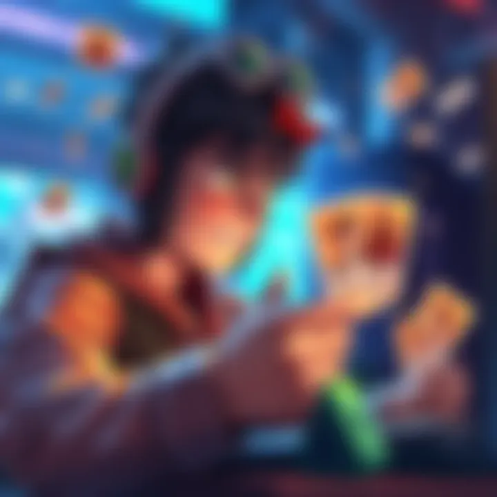 A Sorare F2P player looking at their screen with a frustrated expression, surrounded by limited player cards and essence resources.