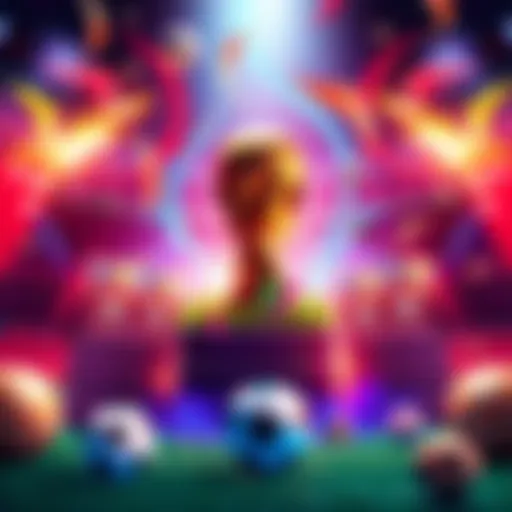 A visual representation of Sorare's pack strategy featuring soccer cards and a World Cup theme, highlighting excitement and gameplay