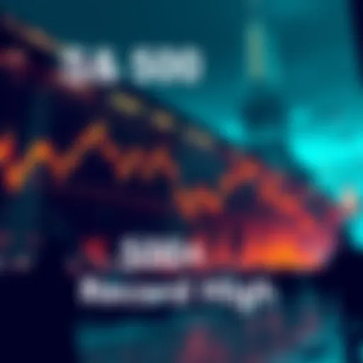 A graph showing S&P 500 reaching a new all-time high with a bullish trend in the background and a reaction from the crypto community.
