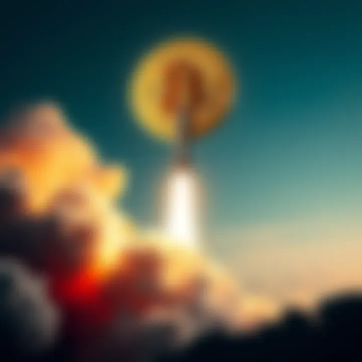 Rocket with Bitcoin symbol above, representing SpaceX's recent Bitcoin transfer after a hiatus