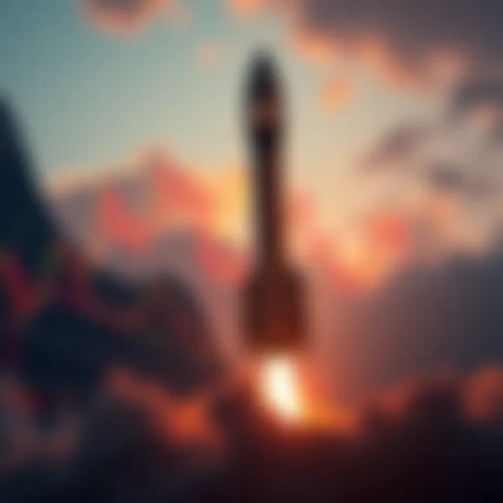 SpaceX Stock Market Launch A rocket with the SpaceX logo launching into the sky with stock market charts in the background