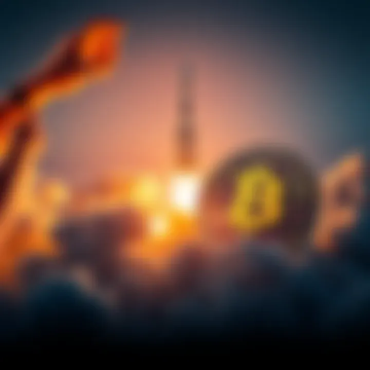 SpaceX rocket launching with a graphic showing $2.41 trillion next to a cryptocurrency symbol at $2.39 trillion