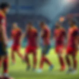 Spain's team in action with players showing frustration after a loss