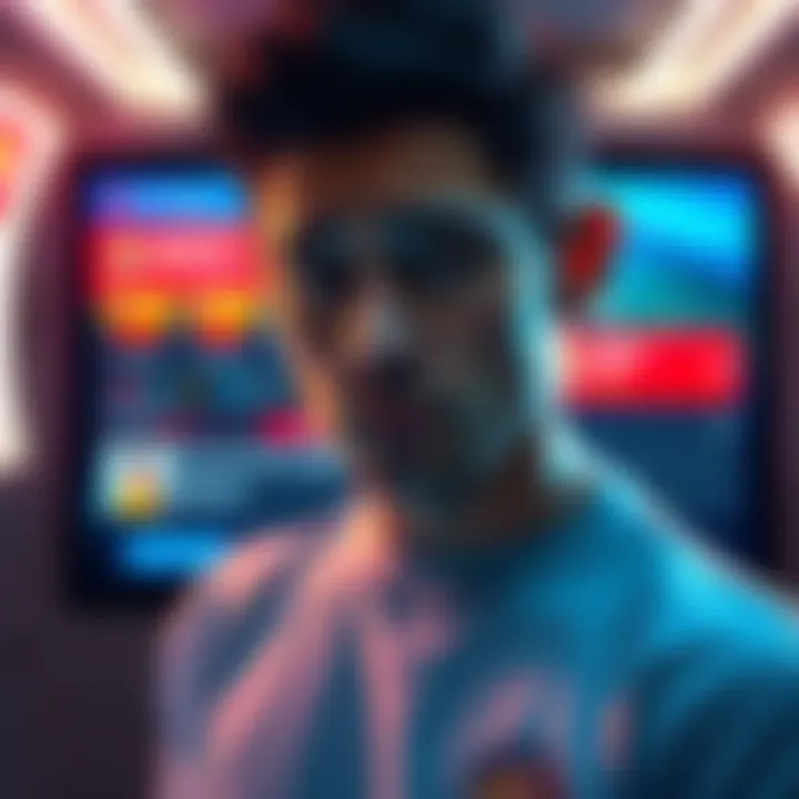 A person looking confused while trying to purchase the Spain badge online, with a screen displaying the badge and purchase options in the background.