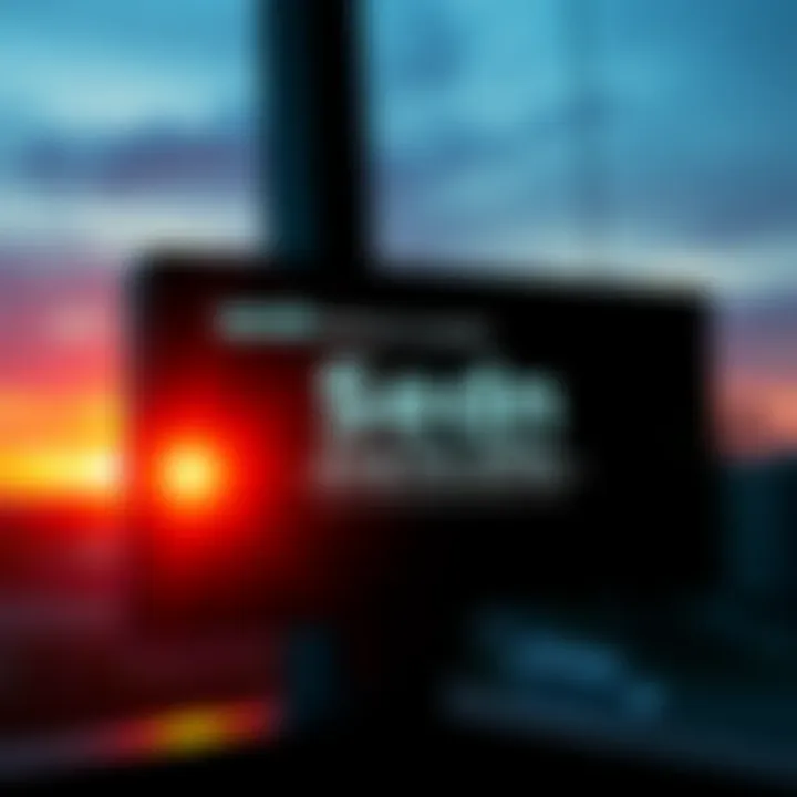 A digital screen displaying a warning about the end of Spedn's service with a background of a sunset