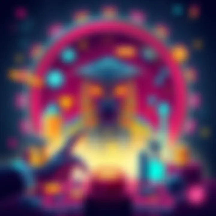 A digital illustration representing the Sphinx Protocol decentralized exchange, featuring icons of commodities and blockchain technology, with a futuristic look.