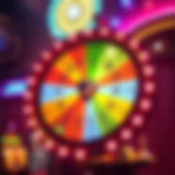Spin the Wheel Feature A colorful wheel with various sections labeled tickets and rewards, indicating the Spin the Wheel feature in use.
