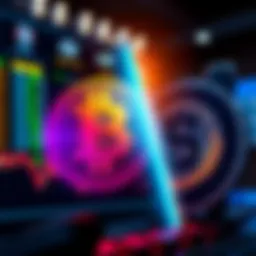 A split screen showing a Bitcoin logo on one side and a USDT logo on the other, with sports betting graphics in the background.