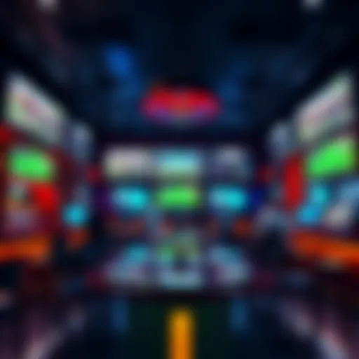 A lively sports bar setting with large screens showing sports events and people engaging in betting activities.