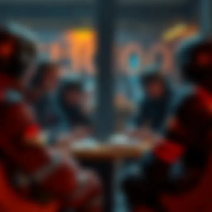 A group of squad members engaging in a lively discussion about the SQD-QX68XS code, highlighting its effects on team dynamics.