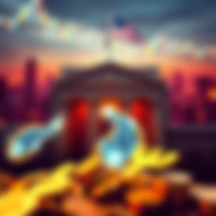 A graphic showing stablecoins flowing into a bank, representing new capital and growth in the financial sector.