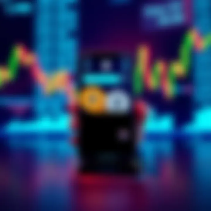 A digital wallet displaying stablecoin transactions on a smartphone with financial charts in the background.