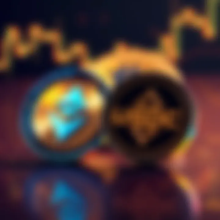 Stablecoins Taking Over Crypto A graphic showing Tether and USDC logos with Bitcoin fading in the background, representing the rise of stablecoins in cryptocurrency transactions.