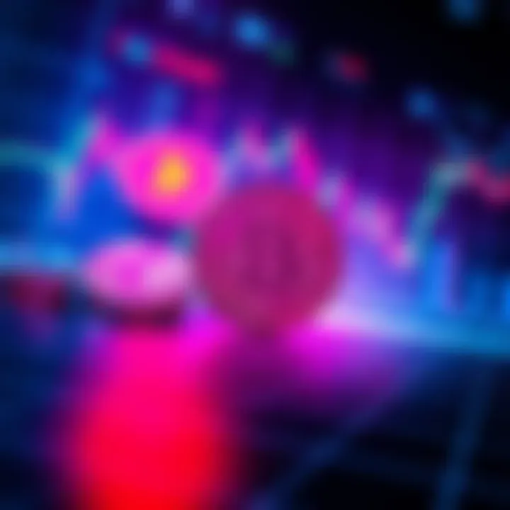 A visual representation of stablecoins with a backdrop of financial charts trending downward, symbolizing risk in the cryptocurrency market.